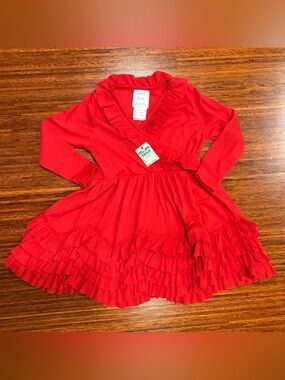 Lemon Loves Layette Red Ruffled Long Sleeve Wrap Dress 12-18M NWT